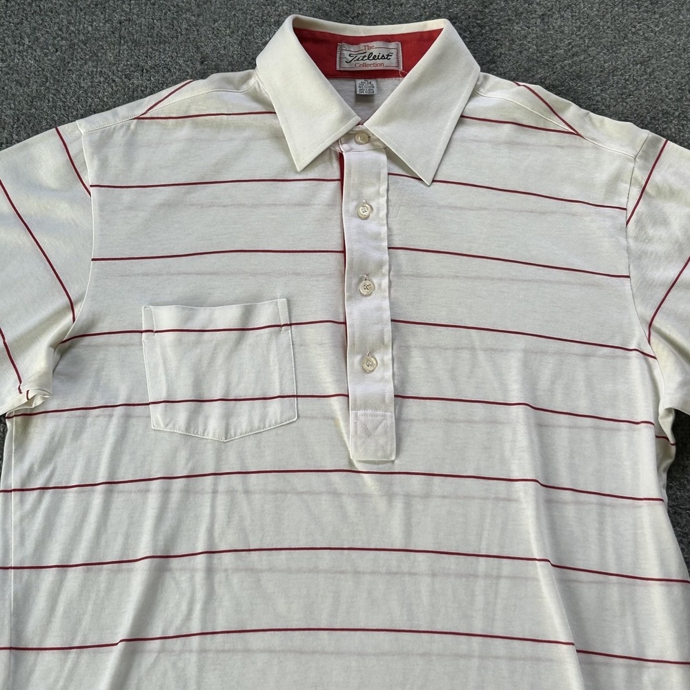 Vintage Titleist Polo Shirt Mens L Made In Japan Pima Cotton Stripe Golf